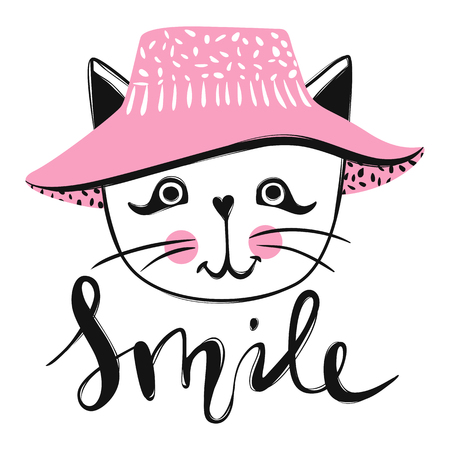 card with cute fashion cat.のイラスト素材