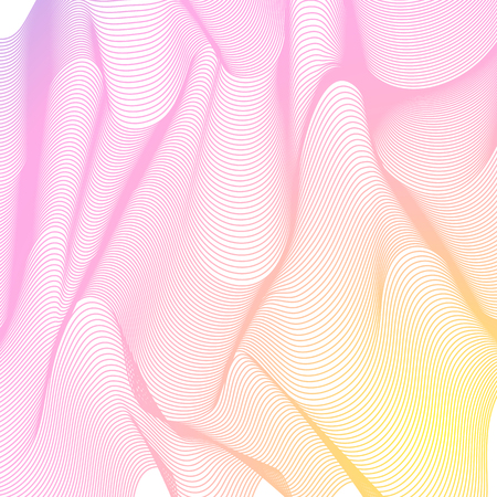 Abstract vector background. Wave of many colorful lines. Curve flow motion illustration. For brochure, website, flyer design. Line pattern.のイラスト素材