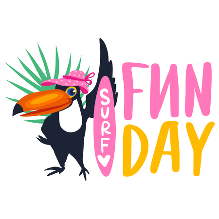Vector toucan with surf.のイラスト素材