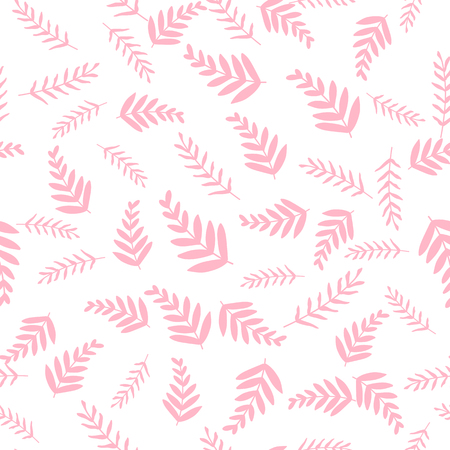 Seamless vector pattern with leaves and branch. Repeat floral background. Great design for fabric, textile, wallpaper, paper, packaging, wrappIng, notebooks. Cute template. Hand drawn backdropのイラスト素材