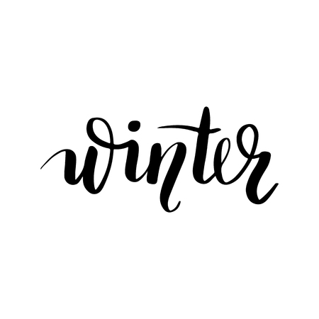 Winter - Vector hand drawn lettering phrases. Merry Christmas and Happy New Year 2019. Modern brush calligraphy. Holidays quotes for photo overlays, greeting cards, posters.のイラスト素材