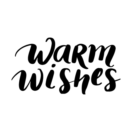 Warm Wishes - Vector hand drawn lettering phrases. Merry Christmas and Happy New Year 2019. Holidays quotes for photo overlays, greeting cards, posters.のイラスト素材