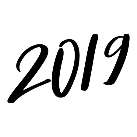 Vector hand drawn lettering phrases. Merry Christmas and Happy New Year 2019. Holidays quotes for...