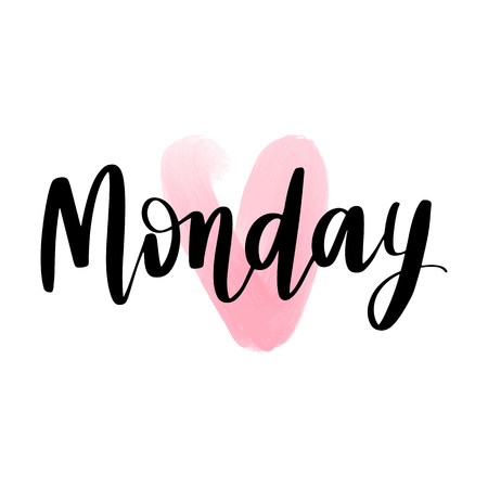 Monday - Vector hand drawn lettering phrase. Modern brush calligraphy for blogs and social media. Motivation and inspiration quotes for photo overlays, greeting cards, t-shirt print, posters.のイラスト素材