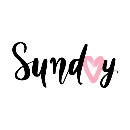 Sunday - Vector hand drawn lettering phrase. Modern brush calligraphy for blogs and social media. Motivation and inspiration quotes for photo overlays, greeting cards, t-shirt print, posters.のイラスト素材