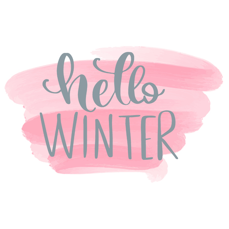 Hello winter- Vector hand drawn lettering phrase. Modern brush calligraphy for blogs and social media. Motivation and inspiration quotes for photo overlays, greeting cards, t-shirt print, posters.のイラスト素材