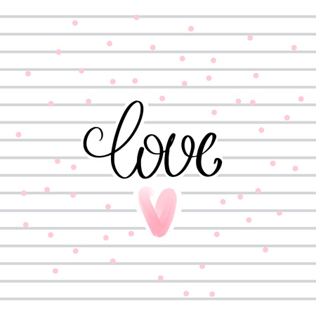 Vector greeting cards with love lettering. Hearts and love. Doodle illustrations. Cute design. Hand drawn art. T-shirt Print. Romantic hand drawing poster.のイラスト素材