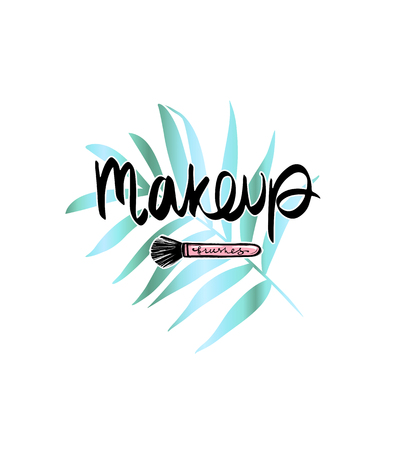 Makeup fashion logo. Lettering illustration. Calligraphy phraseのイラスト素材