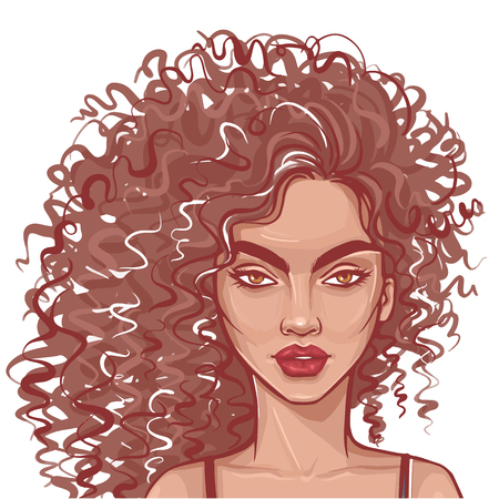 Cute girl illustration. Beautiful face for young woman. Female face.のイラスト素材