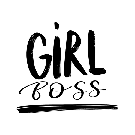 Girl Boss - Vector hand drawn lettering phrase. Modern brush calligraphy. Motivation and inspiration quotes for photo overlays, greeting cards, t-shirt print, posters. Fashion saying.のイラスト素材