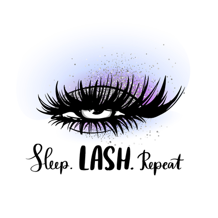 Hand sketched Lashes quote. Calligraphy phrase for beauty salonのイラスト素材