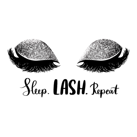 Hand sketched Lashes quote. Calligraphy phrase for beauty salonのイラスト素材