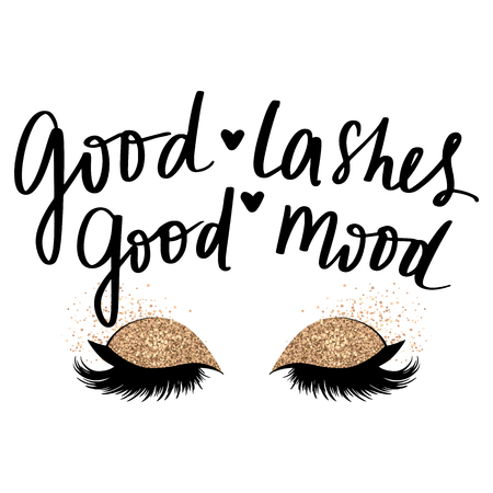 Hand sketched Lashes quote. Calligraphy phrase for beauty salonのイラスト素材