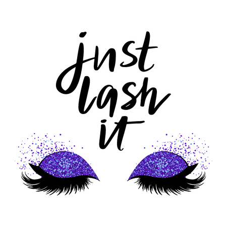 Hand sketched Lashes quote. Calligraphy phrase for beauty salonのイラスト素材