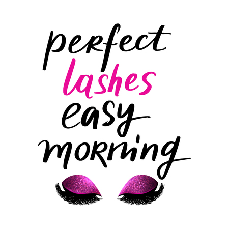 Hand sketched Lashes quote. Calligraphy phrase for beauty salonのイラスト素材