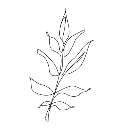 One line leaf vector . Botanical Continuous line Contour illustrationのイラスト素材
