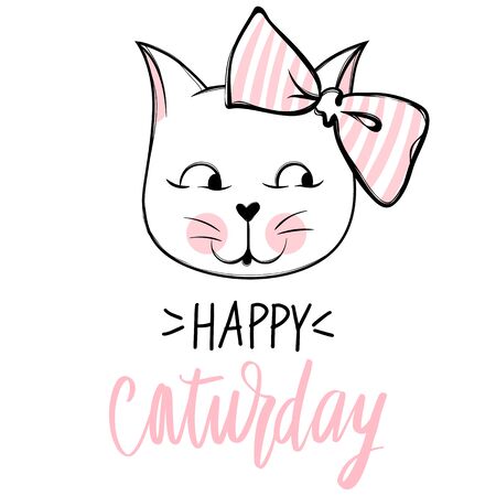 Vector cute cat illustration. Hand drawn Stylish kitten. Doodle Kitty.のイラスト素材