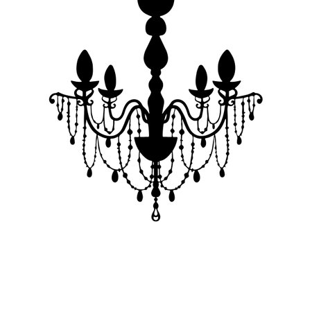 Vector chandelier silhouette isolated on white background. Vintage classic designのイラスト素材