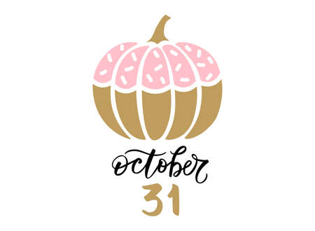 Cute Halloween vector pumpkin illustration. Cartoon autumn symbolのイラスト素材