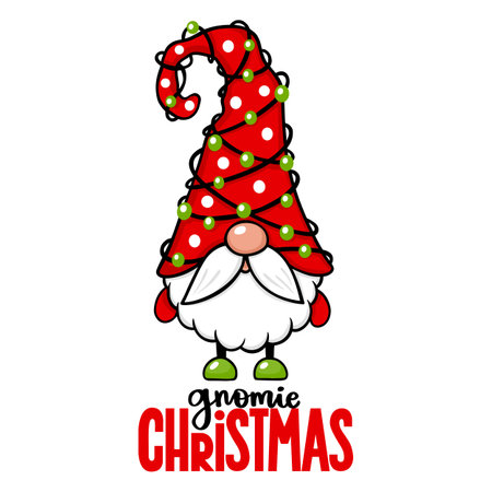 Vector Christmas Gnome illustration. Cute elf isolated on white.のイラスト素材