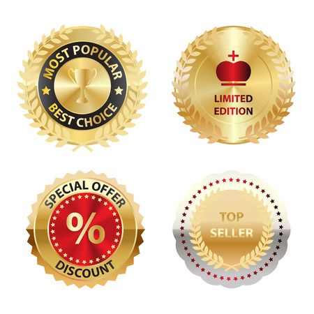 Vector Colored Golden Labels for Your Projectsのイラスト素材