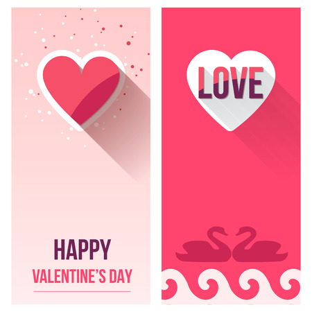 Valentine Day Love Banner Set, Flat Vector Illustration for Your Projectsのイラスト素材