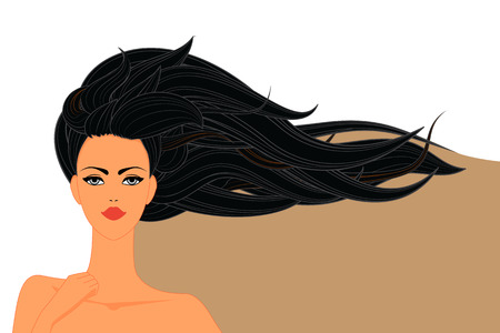 Beautiful Female with Long Hair Background, Vector Illustration for Your Projectsのイラスト素材