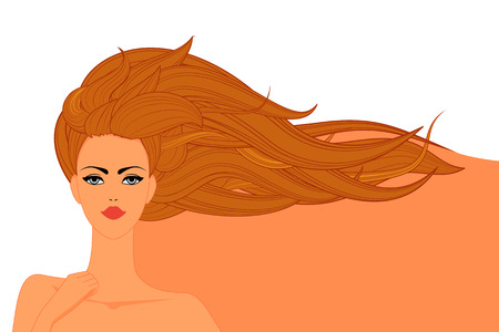 Beautiful Female with Long Hair Background, Vector Illustration for Your Projectsのイラスト素材