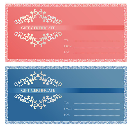 Elegant Gift Certificate Vector Illustration Set for Your Projectsのイラスト素材