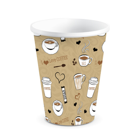 Isolated Disposable Doodle Printed Paper Coffee Cup Vector Illustraour Projectstion for Yのイラスト素材
