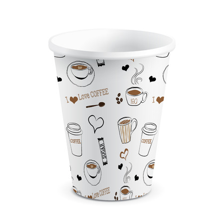 Isolated Disposable Doodle Printed Paper Coffee Cup Vector Illustraour Projectstion for Yのイラスト素材