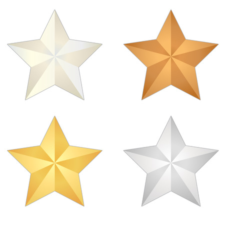 Isolated Metal Star Vector Set for Your Projectsのイラスト素材