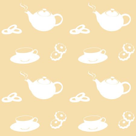 Seamless Tea Party Vector Pattern for Your Projectsのイラスト素材