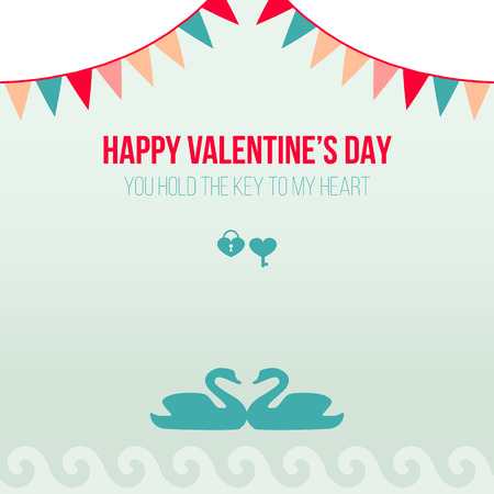 Valentine Day Romantic Love Greeting Card Flat のイラスト素材