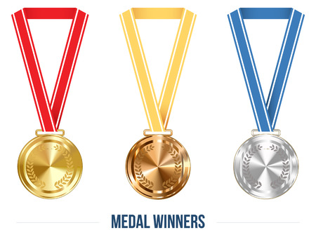 Medal with Ribbon Setのイラスト素材