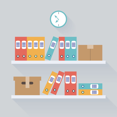 Shelf Archive Storage Background, Flat Trendy Vector Illustration for Your Projectsのイラスト素材