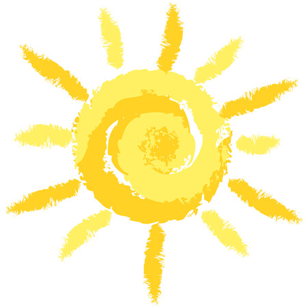 Isolated Cute Crayon Sun, Vector Image for Your Projectsのイラスト素材