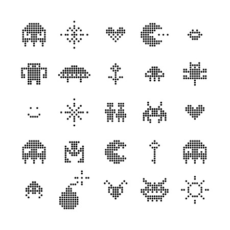 Retro Video Game Isolated Pixel Monster Set, Vectorのイラスト素材