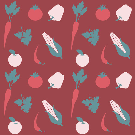 Fruit and Vegetable Seamless Flat Vector Patternのイラスト素材