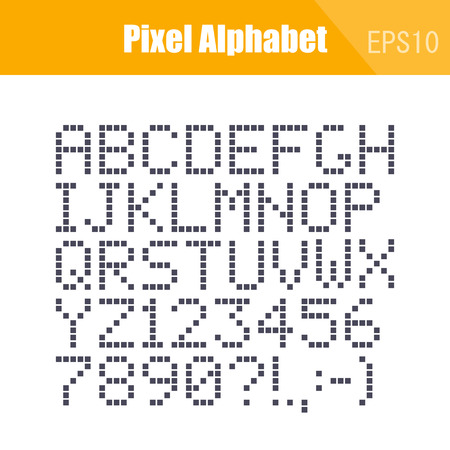 Digital Font Isolated Pixel Alphabet, Vectorのイラスト素材