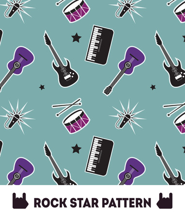 Rock Music Star Seamless Pattern Vector Backgroundのイラスト素材