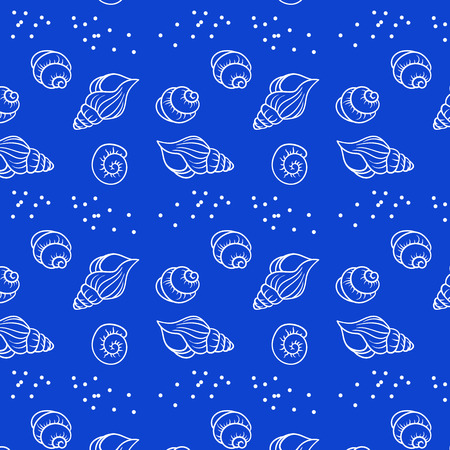 Sea Shell Beach Background, Seamless Vector Patternのイラスト素材