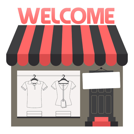 Online Clothing Shop Window Display, Isolated Flat Vector Logotypeのイラスト素材