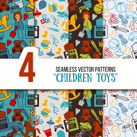 Children Toys Playground Seamless Vector Pattern Setのイラスト素材