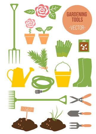 Isolated Spring Gardening Tools Set, Vector Illustrationのイラスト素材