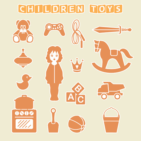Children Toys Gift Shop Set, Vector Illustrationのイラスト素材