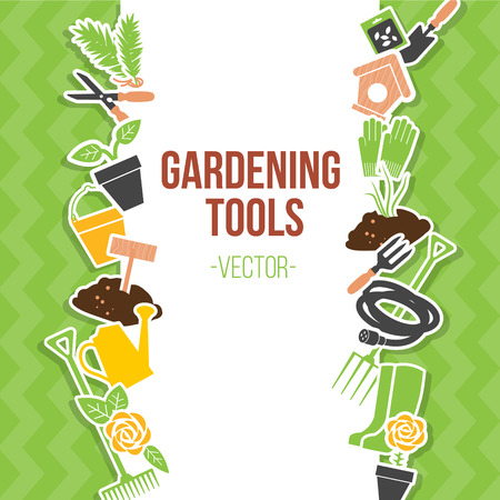 Spring Gardening Tools Set, Vector Illustrationのイラスト素材