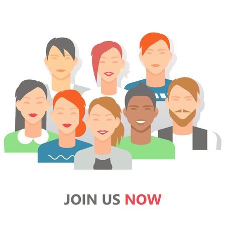 community people social poster, flat vector illustration for your projectsのイラスト素材