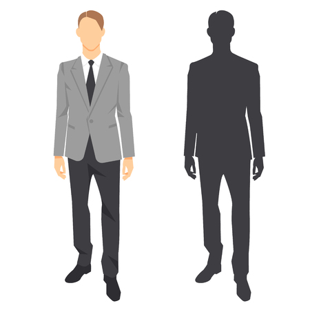 isolated image of office male manager assistant, flat vector silhouette for your projectsのイラスト素材