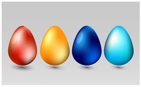 Set of colored Easter eggs on a white backgroundのイラスト素材
